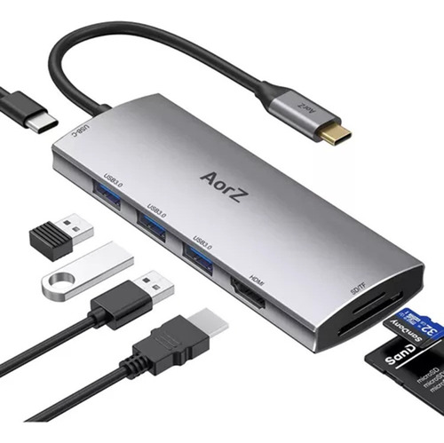 Adaptador Usb Hub Hdmi Aorz - 7 En 1