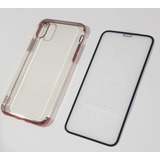 Funda Compatible iPhone XS Rose Gold Protección 360 + Glass 