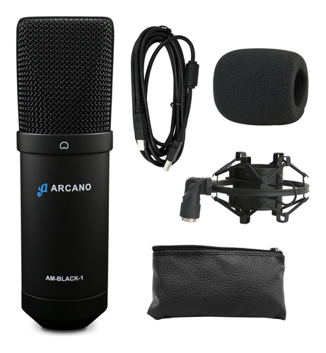 Microfone Usb Arcano Para Estúdio Am-black-1 Usb Completo Sj