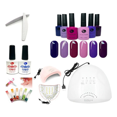 Kit Gelish (gama 6pz) + Lampara Led Uv + Base + Top + Lima Color Gama J | Envío gratis