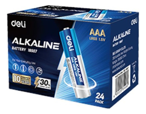 Pack 24 Batería Alcalina Pilas Aaa Deli 1.5v Libre Mercurio