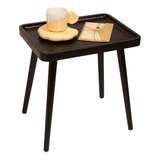 Mesa Auxiliar Negra Moderna Minimalista, Madera Natural, Peq