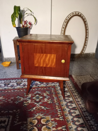 Mesita Vintage, Mesa  De Luz Marrón Madera Maciza Praga