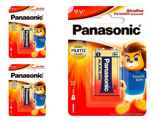 3 Baterias Alcalinas 9v Panasonic