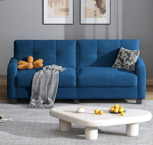 Sofá Loveseat Mid Century Modern, Azul, Compatible Con Sala 