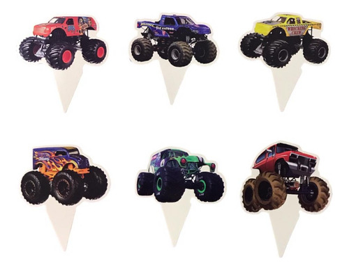 12 Pick Para Cupcake Ideal Para Fiesta Tema De Monster Truck