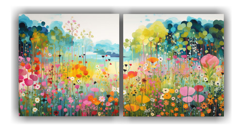 40x20cm Set 2 Canvas Decoración Para Cocina Lush Abstract M