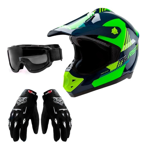 Casco Cross Enduro Atv Hawk Rs7 F Antiparras Guantes **