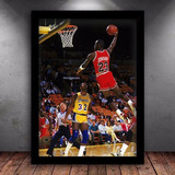 Quadro Decorativo Poster Nba Michael Jordan Dunk Moldura A3