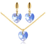 Juego Cadena Corazon Swarovski Collares Aretes Mujer Oro Gf