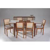 Conjunto Mesa De Jantar Extensível Com Vidro + 4 Cadeiras