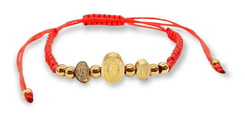 Pulsera Ajustable Medalla Virgen Guadalupe Chapado Oro Amor