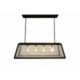 Lampara Colgante Industrial 4 Luces E27 Hierro Negro