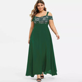 Vestido Maxi Camis De Encaje Floral Para Mujer, Tallas Grand