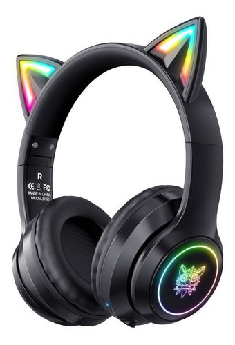 Audifonos Gamer Onikuma B90 Con Orejas Negros Bluetooth Rgb