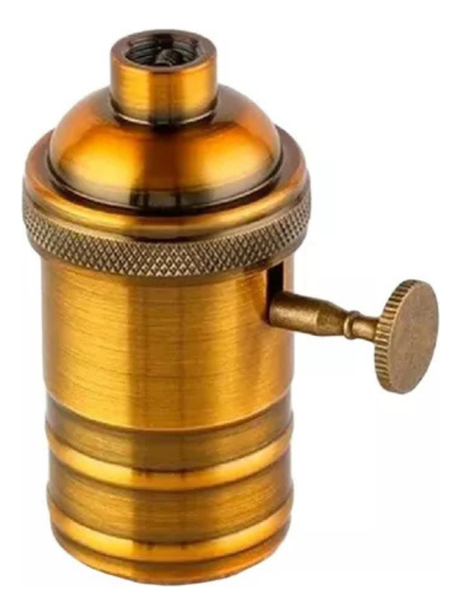 PORTALAMPARA ALUMINIO E27 VINTAGE CON PERILLA BRONCE BRILLANTE - MACROLED