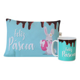 Kit De Páscoa Almofada Com Caneca Coelho Enfeite Coelhinho