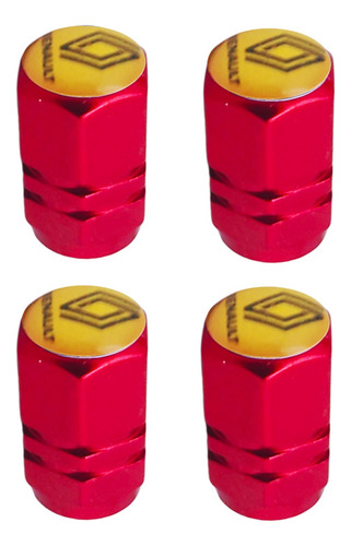 4 Tapones Válvula Renault Para Llantas Autos Aluminio Rojo