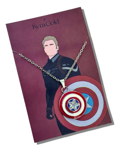 Collar Escudo Capitán America Marvel Kyragold Pandora Plata 