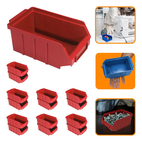 Kit 15 Caixa Plastica Organizadora Bin N3 Resistente Cores