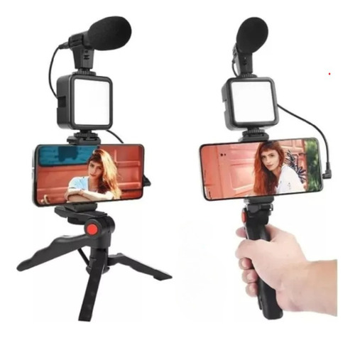 Set De Video Vlog Mini Luz De Video Led Super Cardioide