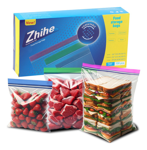 100pcs Bolsas Ziploc Bolsas Sandwich Reutilizables Congelar