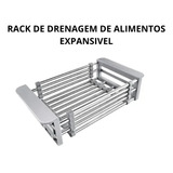 Rack De Pia C/ Cesta Para Drenagem Alimentos E Pratos Talher Cor Cinza