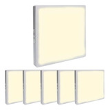 Kit 6 Plafon Painel Led 25w 24w Sobrepor Quadrado Luz 3000k