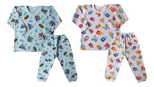 Kit 4 Peças Pijama Infantil 1, 2 E 3 Anos Blusa E Calça Bebê