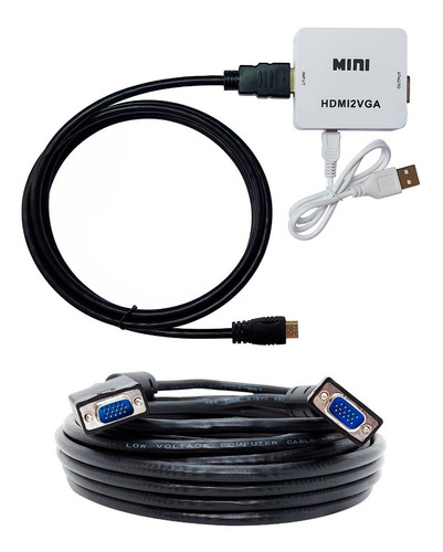 Cabo Hdmi P/ Canon Sl3 Projetor Vga + Cabo Vga 10 Mts