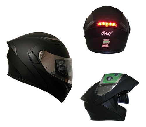 Casco Para Moto Rebatible Half Ying Yang  Negro Mate Talla Xl  (61 - 62 Cm)