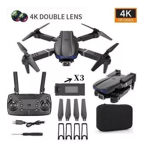 Mini Drone Cámara Dual E99 Pro Profesional 4k Con 3 Baterías