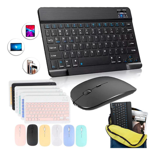 Teclado E Mouse Kit Sem Fio Bluetooth Tablet Note Magnético