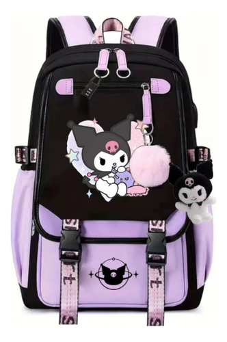 Mochila Escolar De Gran Capacidad Morada Kuromi W Color Violet8