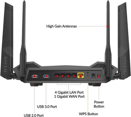 Router Dir-x5460 Smart Ax5400 Wi-fi 6 Voice Control Google Color Negro