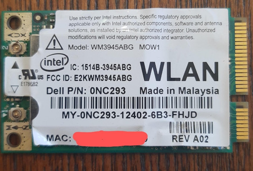 Tarjeta Wifi Wm3945abg  Mow1 Intel Interna