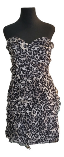 Vestido Mini Animal Print Strapless Corset Fiesta Noche