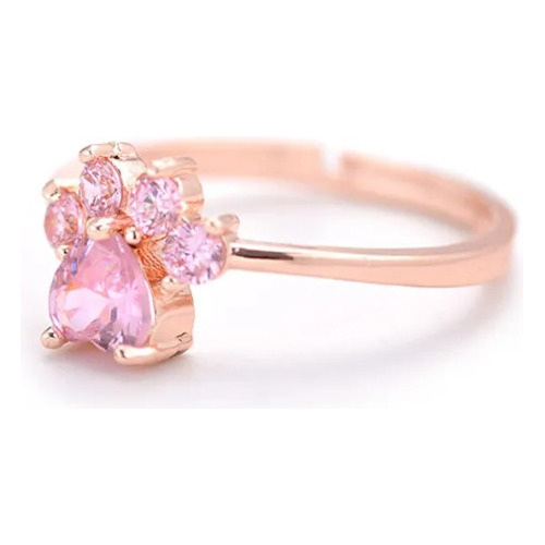 Anillo Fantasía Ajustable Huella De Gato Oro Rosa, Garrita