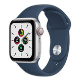 Apple Watch Se (gps + Cellular, 40mm) - Caixa De Alumínio Prateado - Pulseira Esportiva Azul-abissal