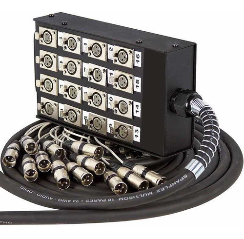 Medusa Com Multicabo 16 Vias Conectores Xlr - 12 Metros