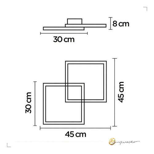 Lustre Sobrepor Plafon Fit Case Led 3000k Bivolt 60w Moderno Cor Preto 110v/220v