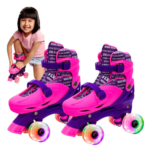 Patins Infantil Quad 4 Rodas Led Patis Feminino E Masculino