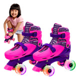 Patins Infantil Quad 4 Rodas Led Patis Feminino E Masculino