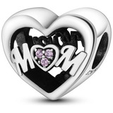 Dije Charm Corazón Forever Mom Plata 925