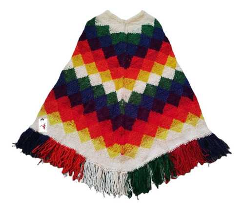 Poncho Wipala De Lana De Oveja Juvenil Adultos - Unico!!