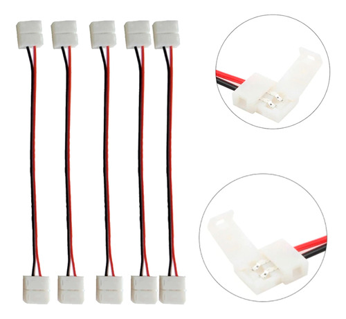 5 Conector Emenda Fita Led 5050 8mm Uma Cor 2vias Sem Solda