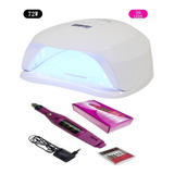 Kit X3 Cabina Sun R9 72w Uv-led +torno Profesional + Fresas