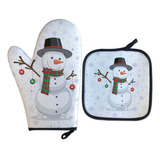 Kit Luva Térmica De Natal Boneco De Neve Decoração Natalina Cor Branco