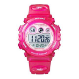 Reloj Skmei 1451 Niños Deportivo Digital Sumergible Rosa Blanco