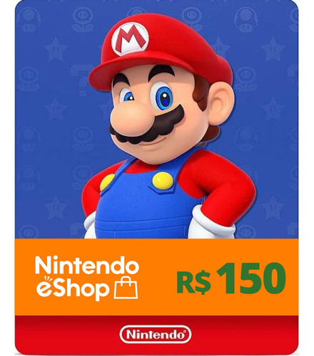 Gift Card Nintendo Switch 3ds Wii Eshop Brasil R$ 150 Reais